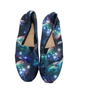 TOMS Mens Alpargata Galaxy Nebula Print Canvas Slip On Shoes Blue Purple M 10.5
